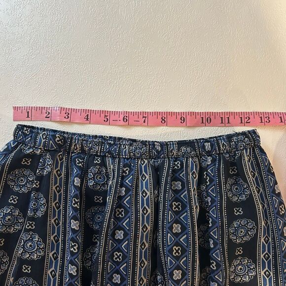 Hollister Boho Maxi Skirt Small Blue Geometric Floral Print Flowy Summer Beach S - Picture 4 of 5